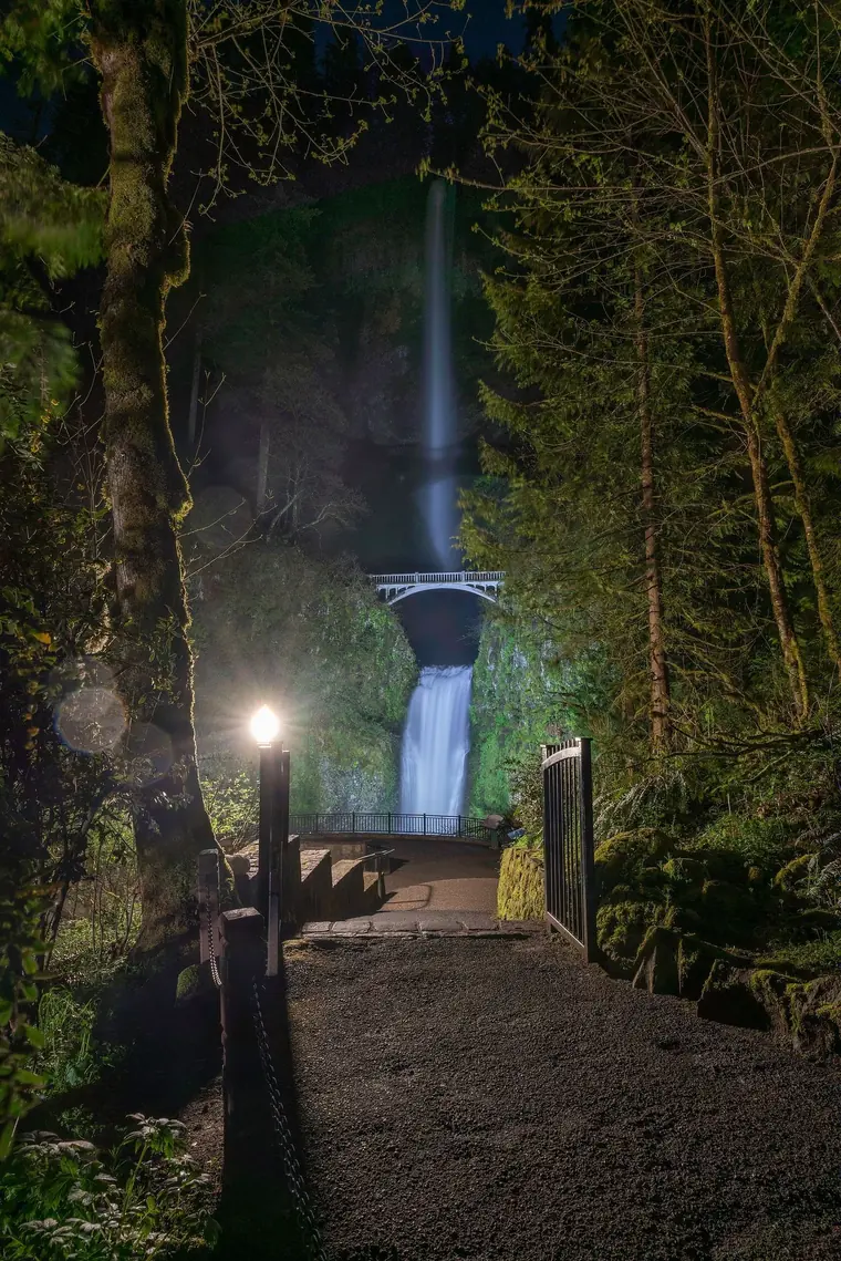 Pathway to Multnomah Falls Night Time