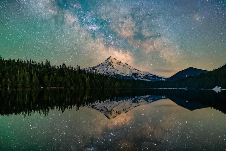 Lost Lake Milky Way & Green Airglow Reflections