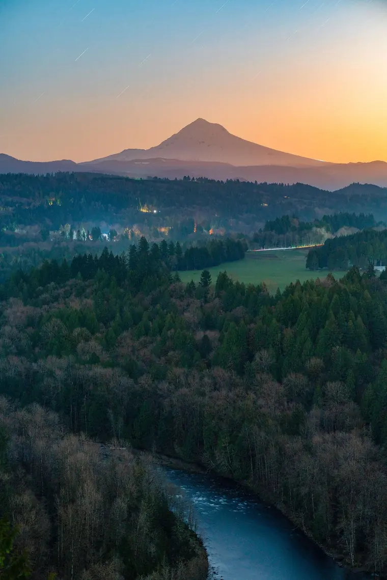 Mount Hood Moonrise Jonsrud Viewpoint Portrait Orientation