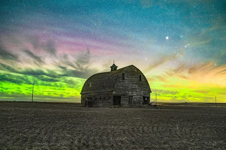 Old Round Top Barn and Northern Lights